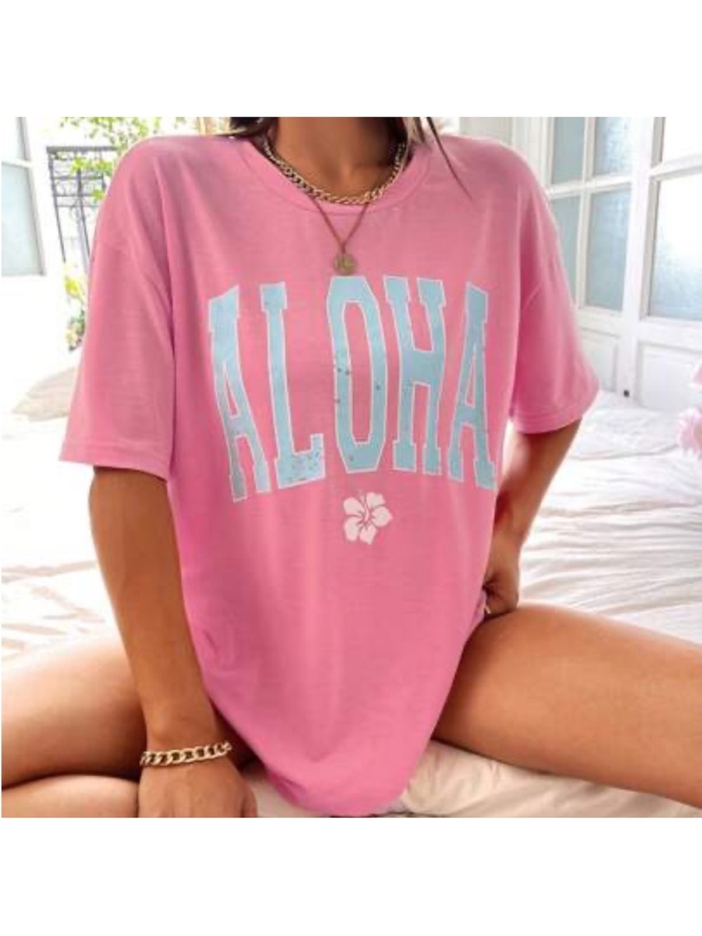 Pink Aloha Graphic T-Shirt